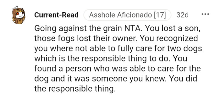 You did the responsible thing