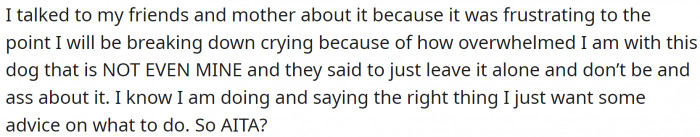 OP talked to her family, and they said she should stay out of it