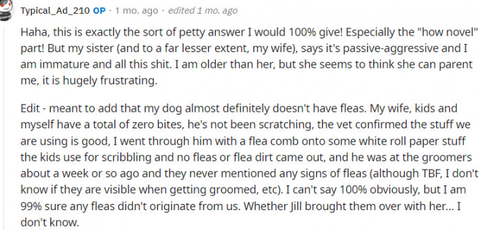 And the OP was glad to give a reply