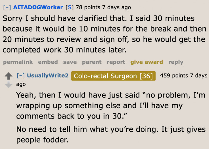 What the OP told his coworker is the issue.