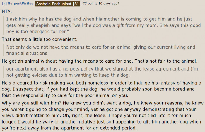 This guy doesn't know responsibility. He might even end up shoving the responsibility to his wife.