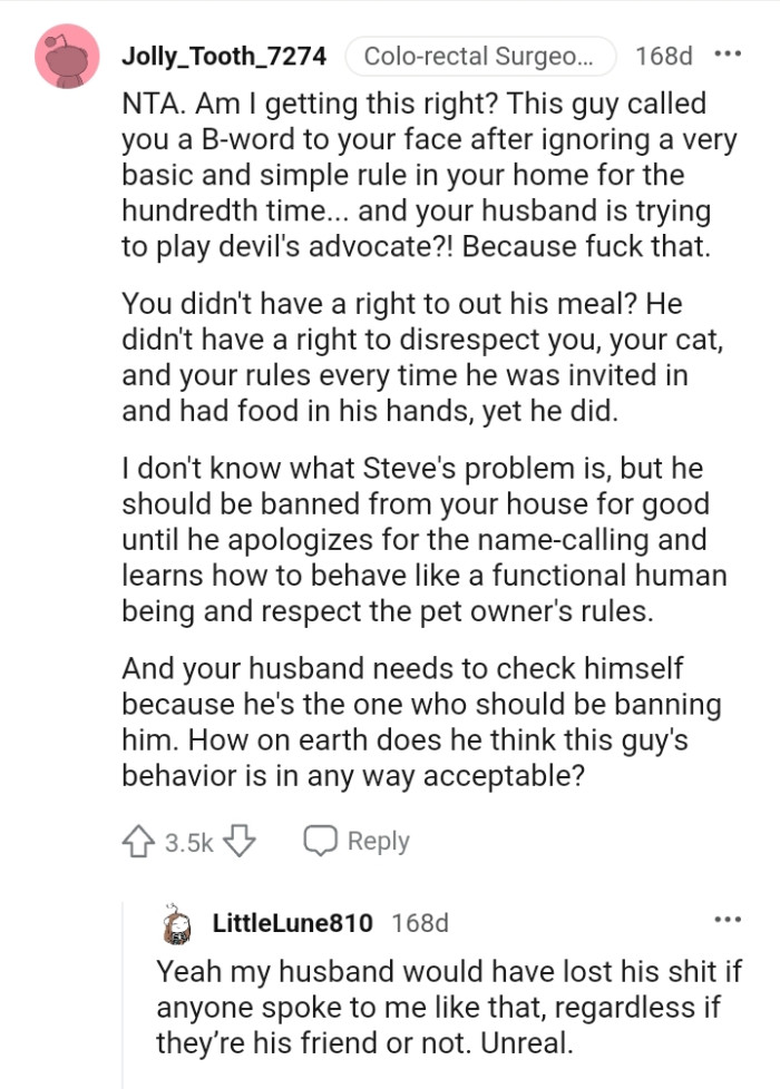 The OP didn't have the right to trash his meal