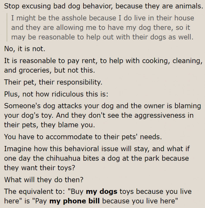 The parents don't even care that it's their dogs that became aggressive.