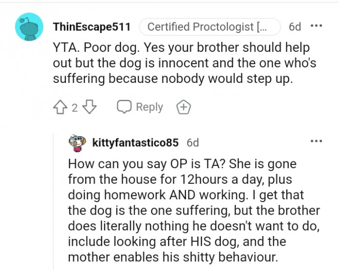 The OP's brother should help out