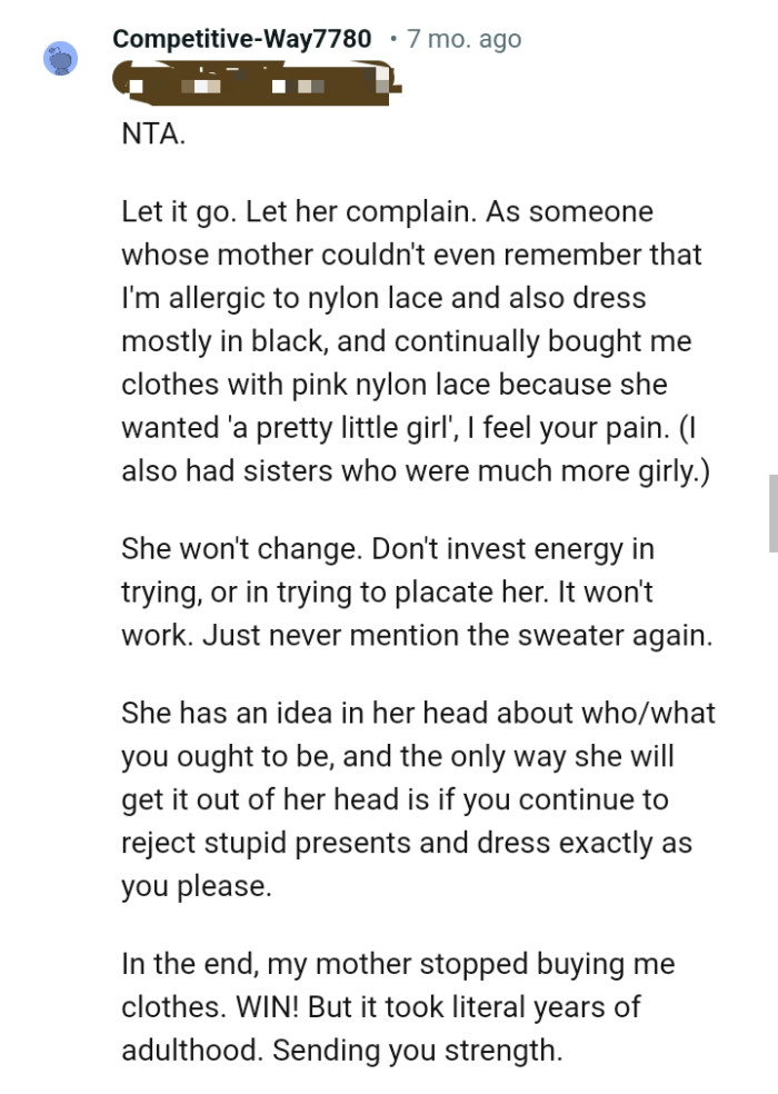 Letting her complain