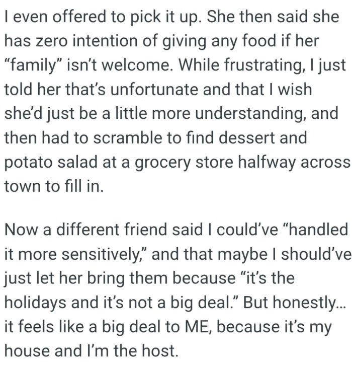 The OP just told her that’s unfortunate and that she wishes her friend would be a little more understanding