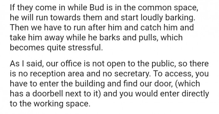 Our office is not open to the public