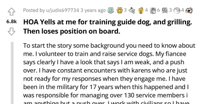 Karen Threatens To Call The Police On Service Dog Trainer For Not Having His Dog On A Leash, He Gets Revenge