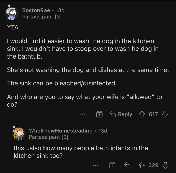 It's much easier when you do it in the kitchen sink.