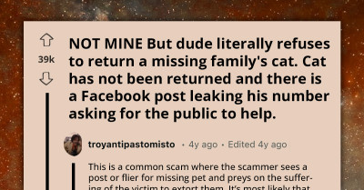Man Finds Person's Missing Cat But Won't Give It Back and Tries to Keep It for His Daughter