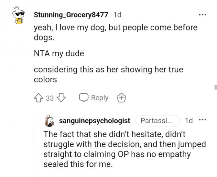 People should come before dogs
