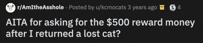As they were walking back to their house, OP mentioned the $500 reward that was promised and asked if it applied to the situation, but reassured them that it was fine if it didn't.