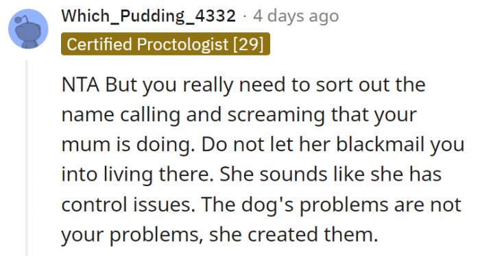4. Mom also seems like she has control issues.