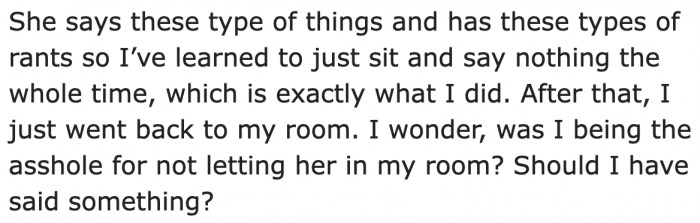 Sadly, the OP can't do anything about her unreasonable mom.