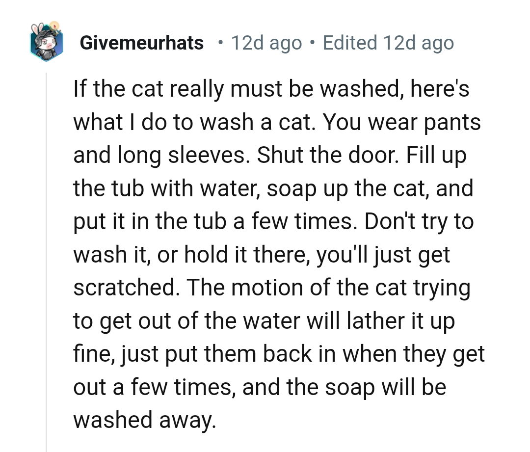 The motion of the cat trying to get out of the water