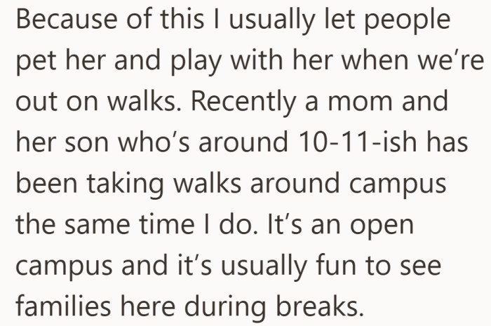 Just a social cat, a shared walking schedule, and one of those campus encounters that seems harmless at first.