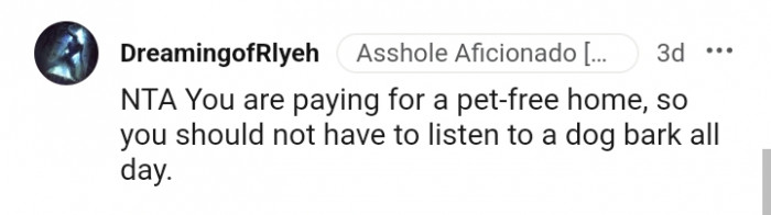 You are paying for a pet free owner