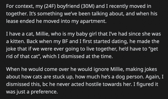 OP freaked out and yelled why he was talking to Millie in that manner