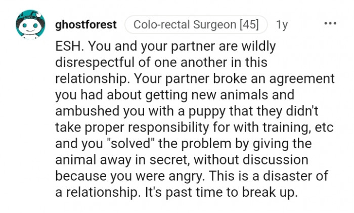 Your partner broke an agreement you both had