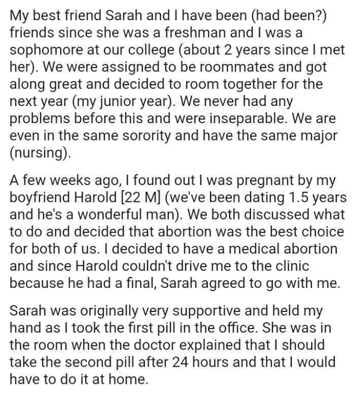 They both discussed what to do and decided that abortion was the best choice for them