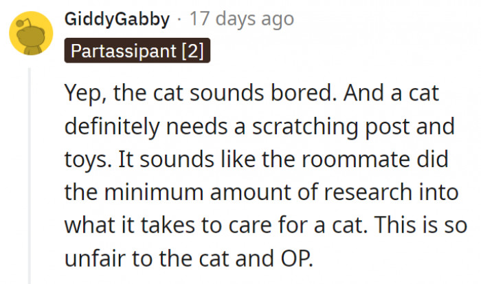 2. It's like the roommate got the cat just for the kicks of getting one