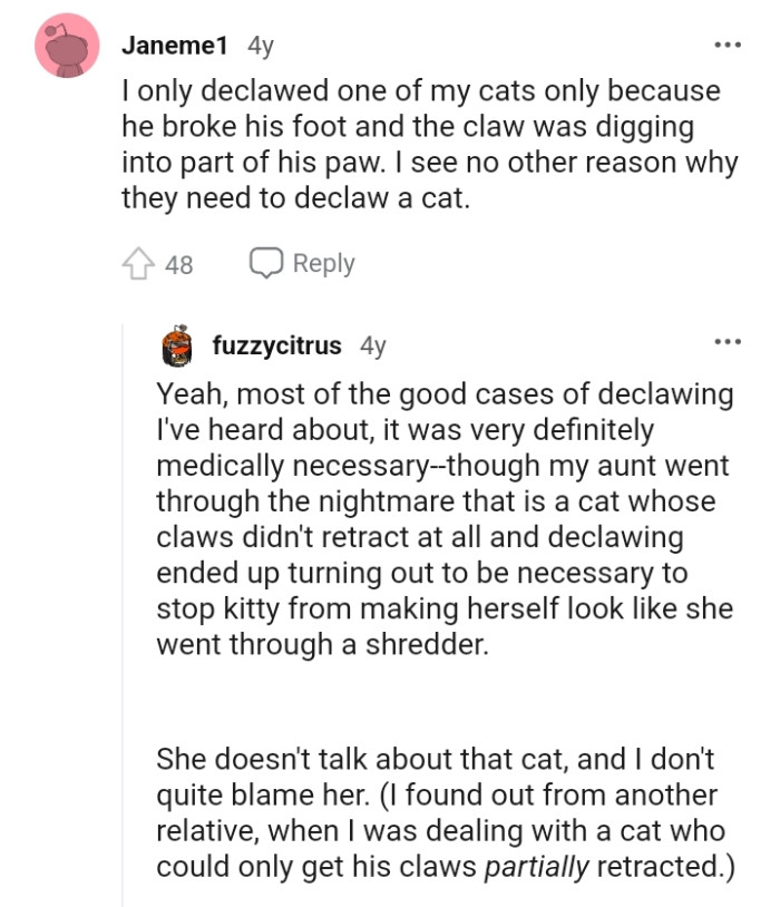 This Redditor Sees No Reason Why They Should Declaw a Cat