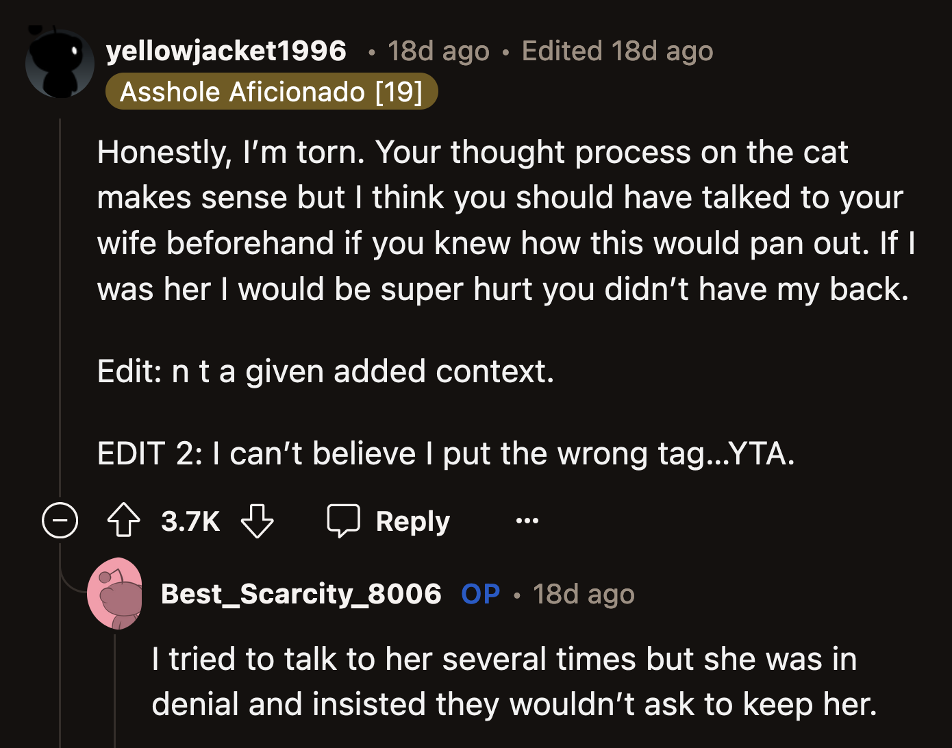 OP insisted he did all he could to help his wife anticipate this outcome, but she denied that his brother would even think of keeping Addie.