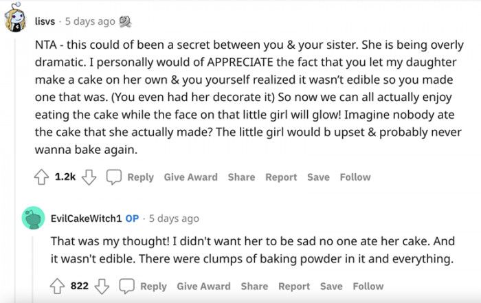 I didn't want her to be sad that no one ate her cake