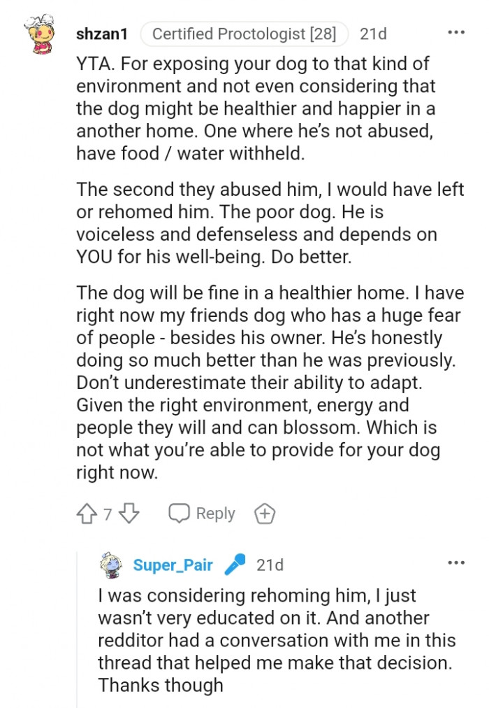This Redditor would have left or rehomed him