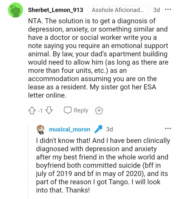 16. You require an emotional support animal