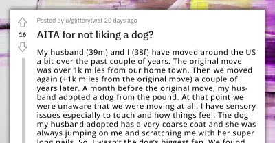 Woman With Sensory Issues Chooses Not To Touch Her Husband's Dog, Husband Says Her Actions Are Mean