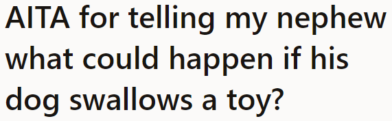 The nephew got scared at the thought of his dog getting surgery. So the OP asked: