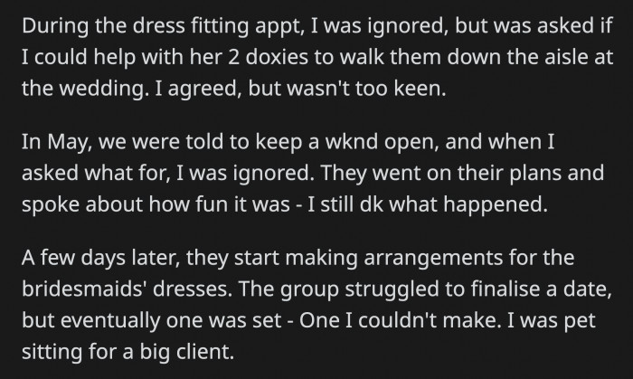 The month of the bridal shower, they were told to bring their gifts, some savory food, and a pastry that they personally baked. OP decided not to show up and informed the bride the morning of the bridal shower.