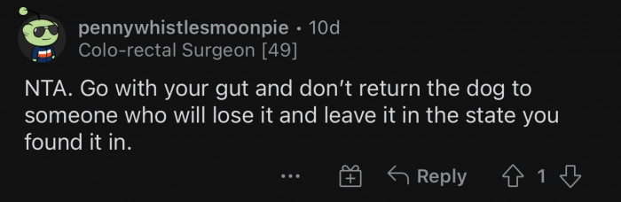 It's obvious they cannot be trusted with the dog unless they prove otherwise.