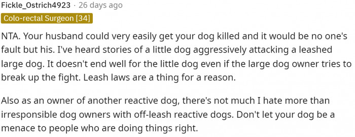 Other commenters went straight for the worst-case scenario on the husband's part.