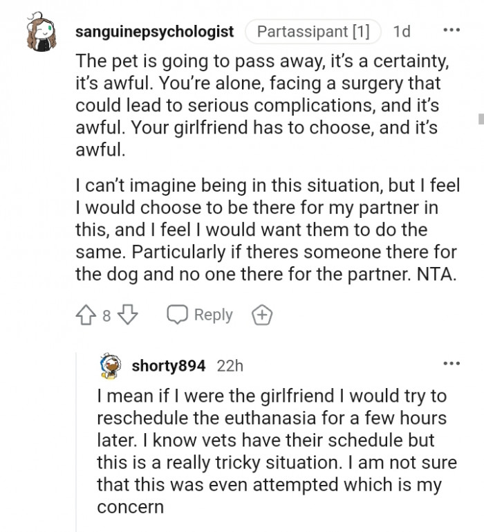 Your girlfriend has to choose and it's awful