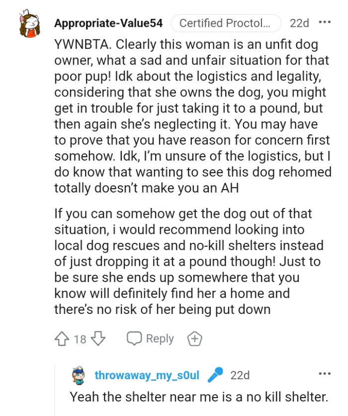 Wanting to see the dog rehomed doesn't make you the AH