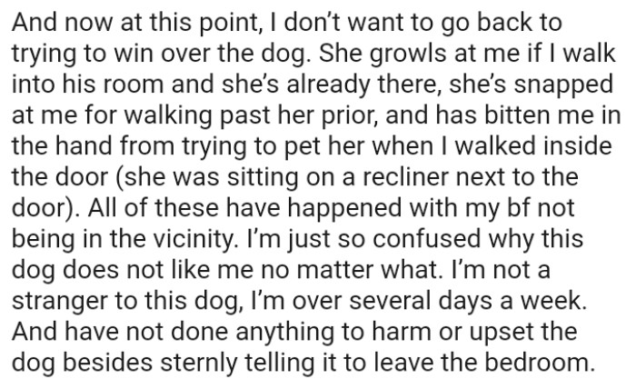 She Growls at the OP If She Walks into His Room and She’s Already There