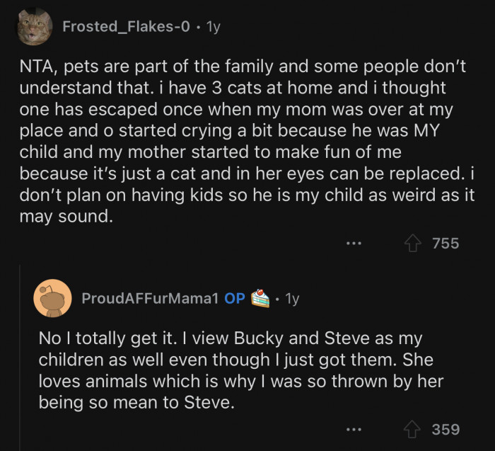 Pets are part of the family, and Op's mom should have been nicer to the kitten.