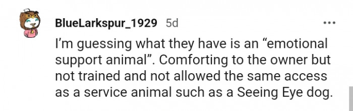 Comforting to the Owner but Not Trained