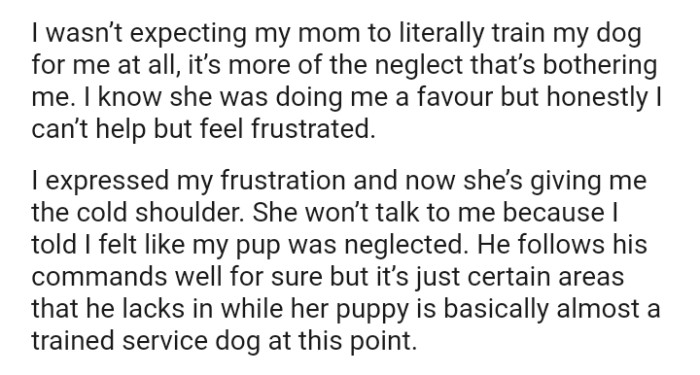 The OP Wasn't Expecting the Mom to Literally Train the Dog