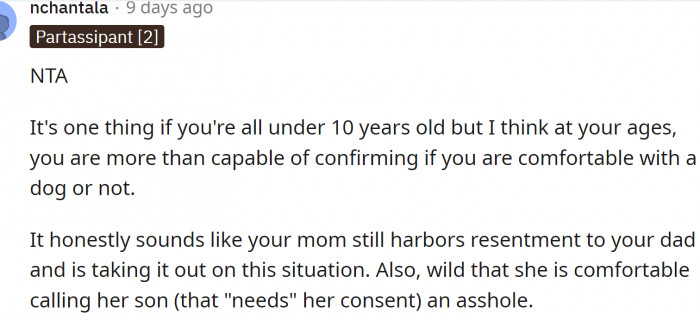 It looks like mom still harbors resentment.