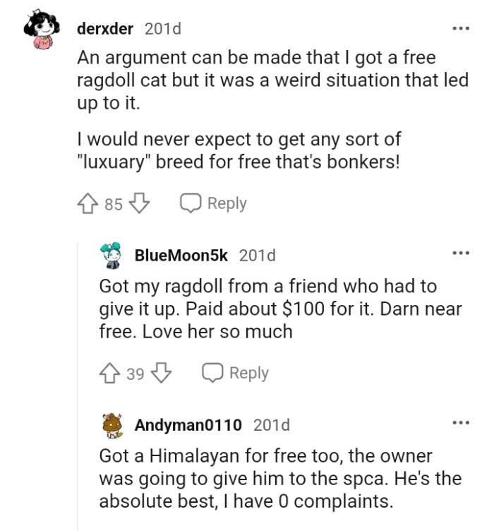 This Redditor would never expect to get any sort of luxury breed for free