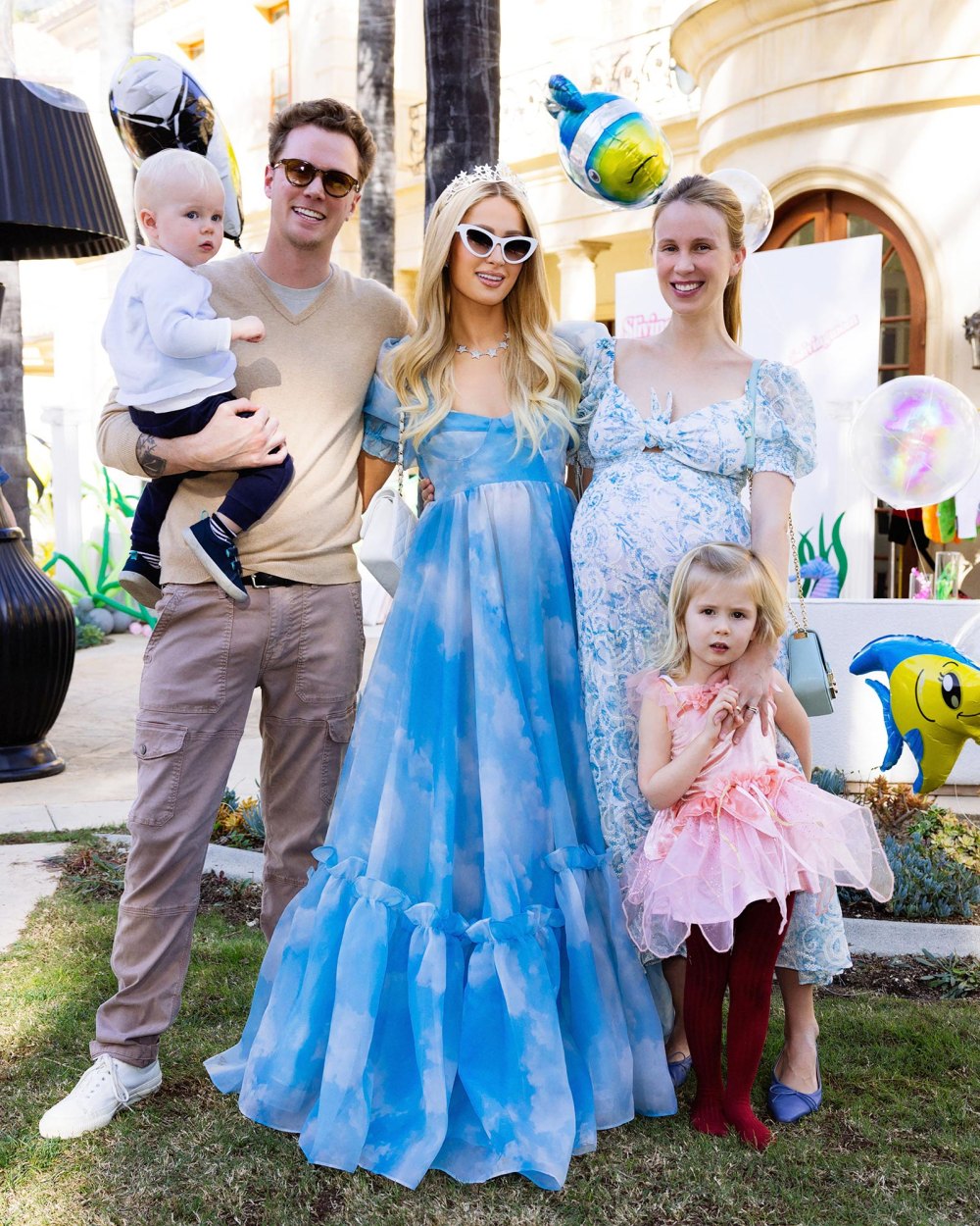 Paris's brother, Barron, and his pregnant wife, Tessa were also at the party with their children Milou and Caspian.