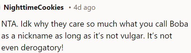 As long as the nickname Boba isn't vulgar or derogatory, they should not care.