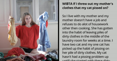 Redditor Seeks to Know If It’s Wrong to Throw Out Mother’s Pile of Dirty Clothes Which the Cat Urinated On