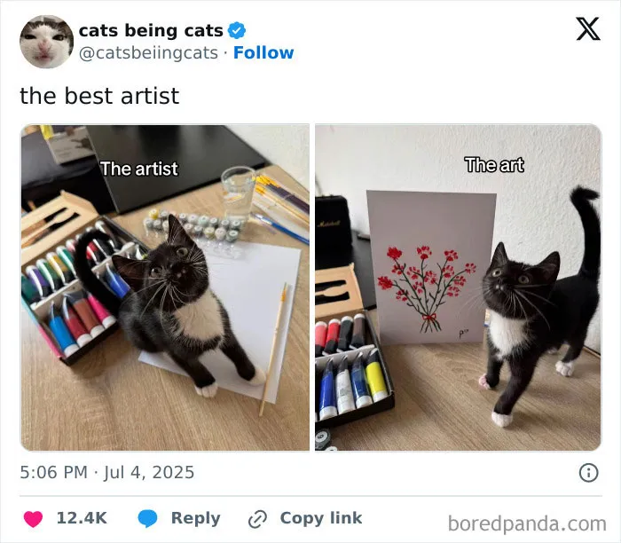 8. Painted entirely with toe beans and misplaced confidence.