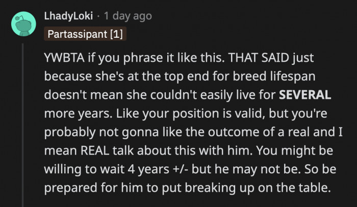 If OP pushes their moving-in date indefinitely, her BF might not be as patient as she is, and this could end their relationship