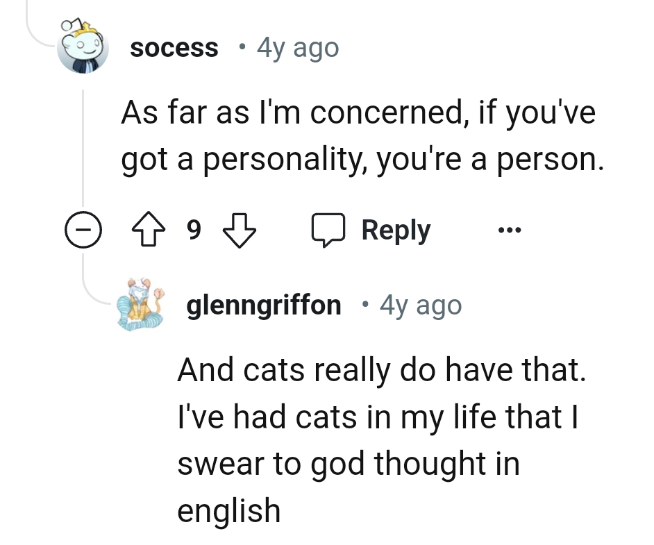 Cats do have personalities, so they are like people