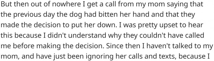 OP got a call from his mom